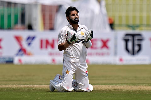 Pakistan vs Bangladesh 1st Test Day 2: Pakistan's Mohammad Rizwan prays after scoring century